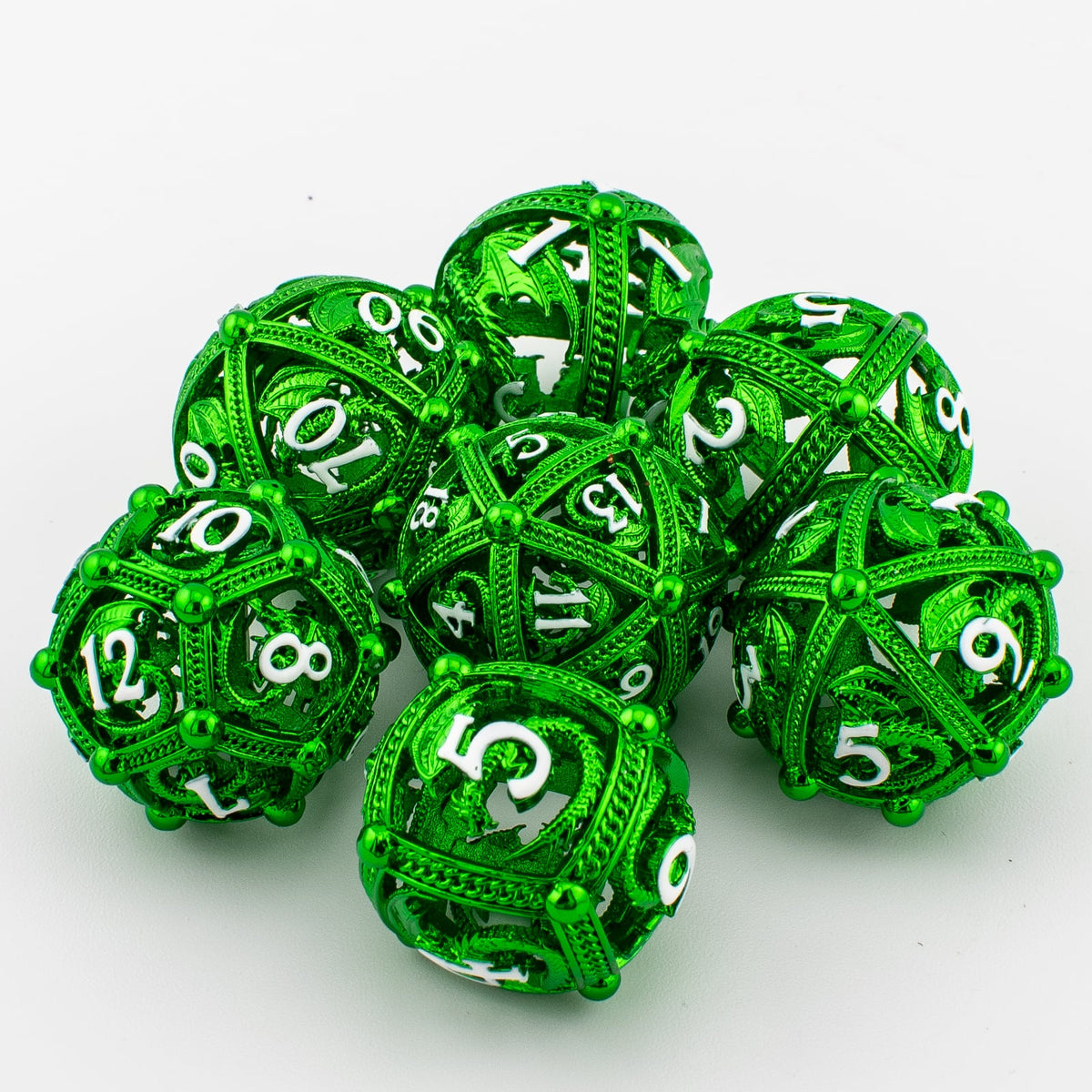 Round Dragon Metal Dice Set