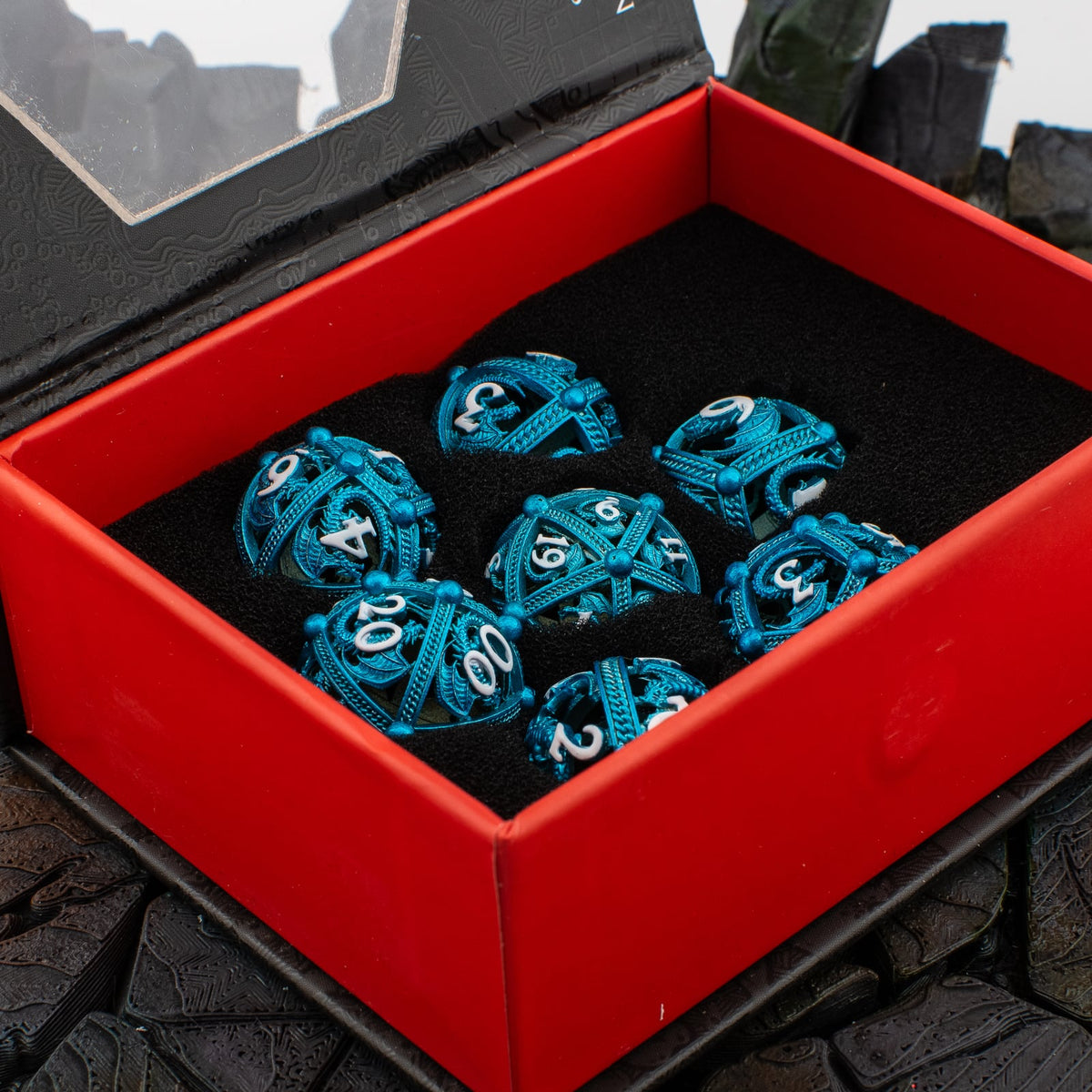 Round Dragon Metal Dice Set