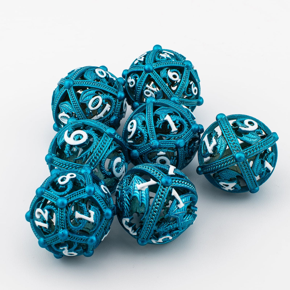 Round Dragon Metal Dice Set