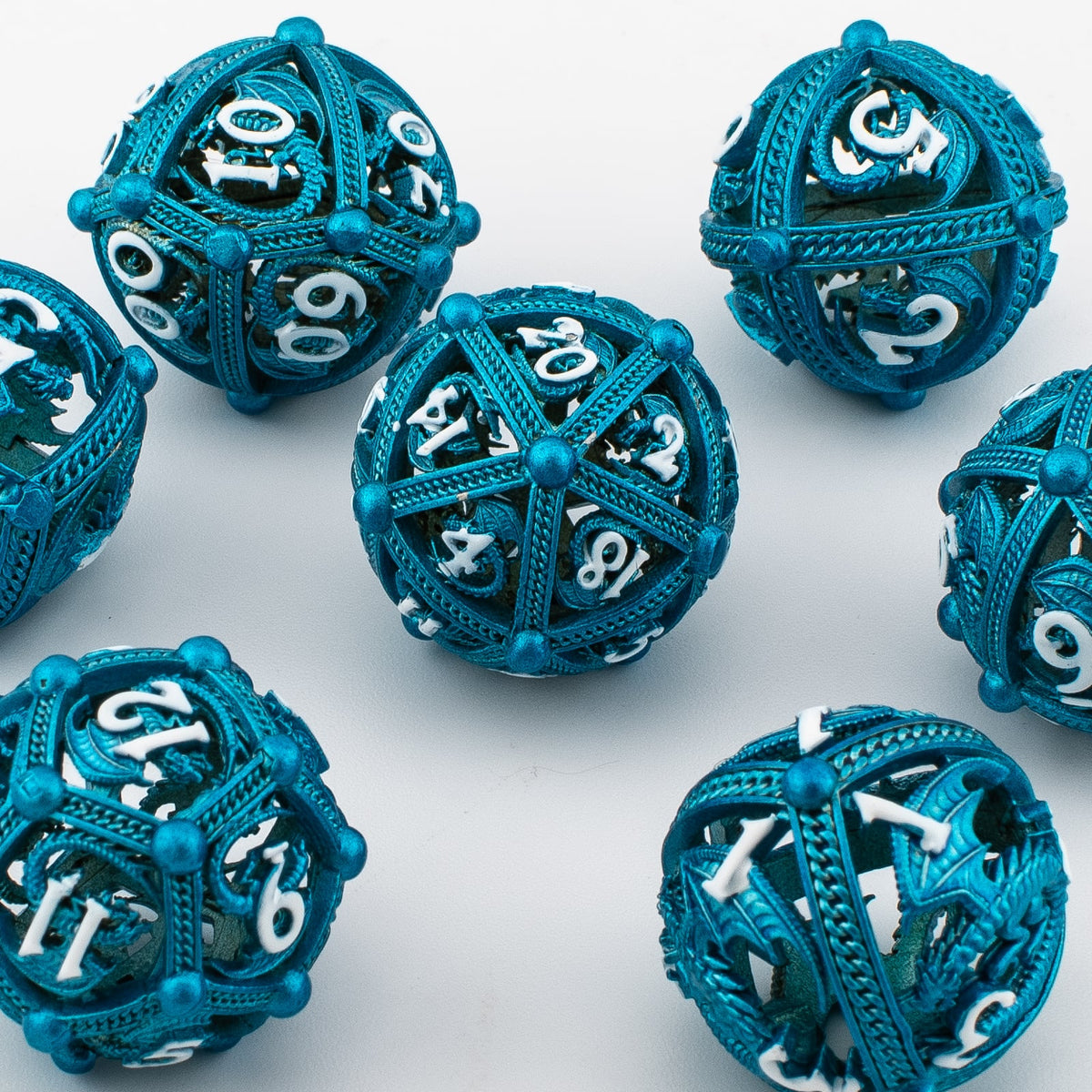 Round Dragon Metal Dice Set