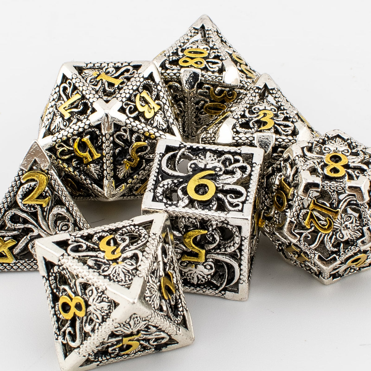 Hollow Octopus Metal Dice Set