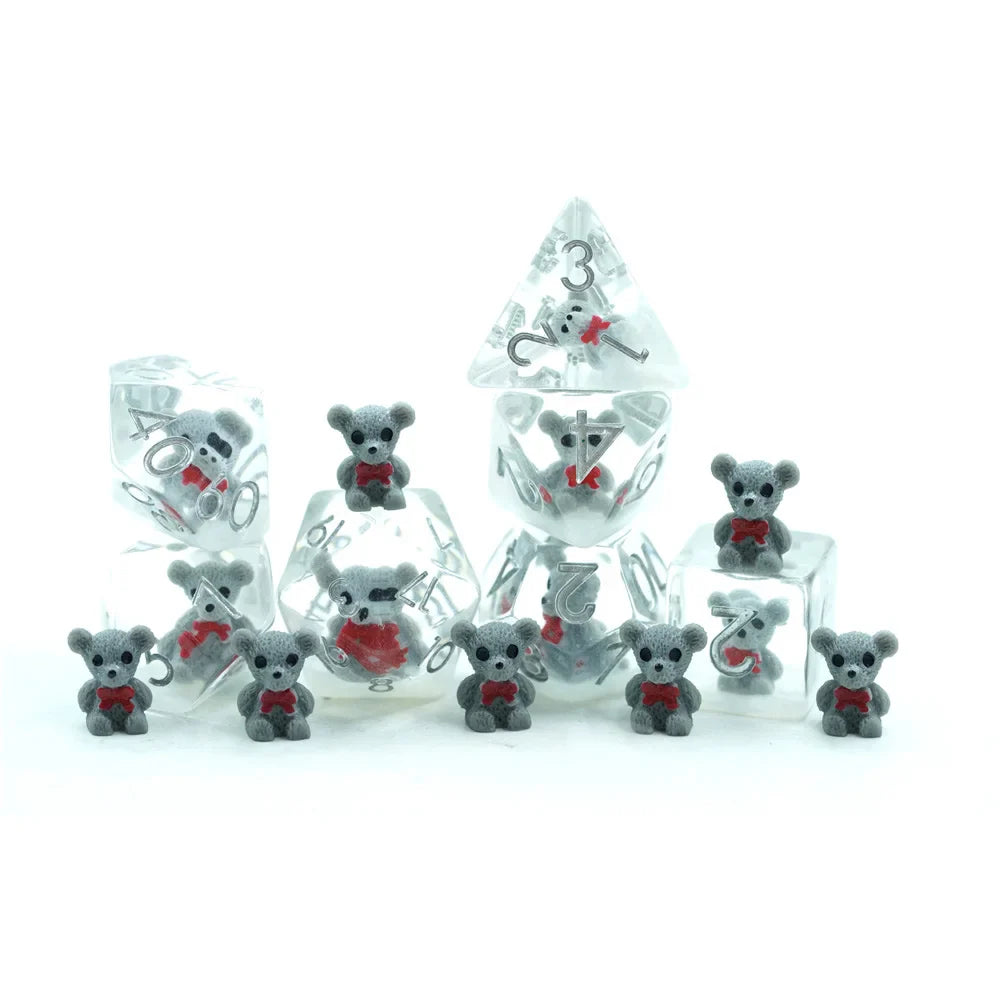 Teddy Bear | Soft Edge Dice | Resin | 7 Piece Set