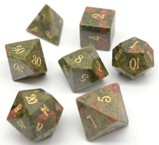 Unakite | Natural Stone | 7 Piece Dice Set