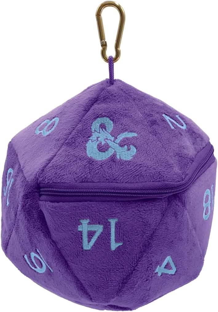Dungeons & Dragons: D20 Plush Dice Bag – Phandelver Campaign – Royal Purple / Sky Blue – tabletop gaming accessory –...