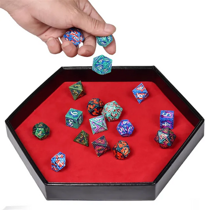 Tray of Fates | Hexagonal Dice Tray | Red Felt