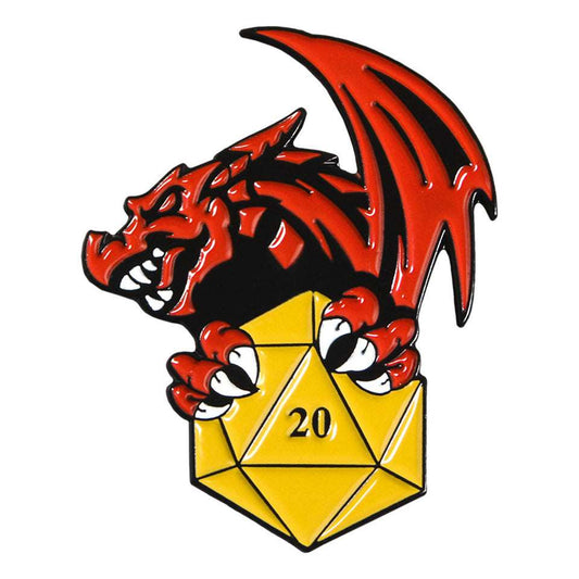 D20 Dragon Pin Badge