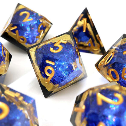 Azure Depths | Geode Dice | 7 Piece Set - Tabletop Dominion