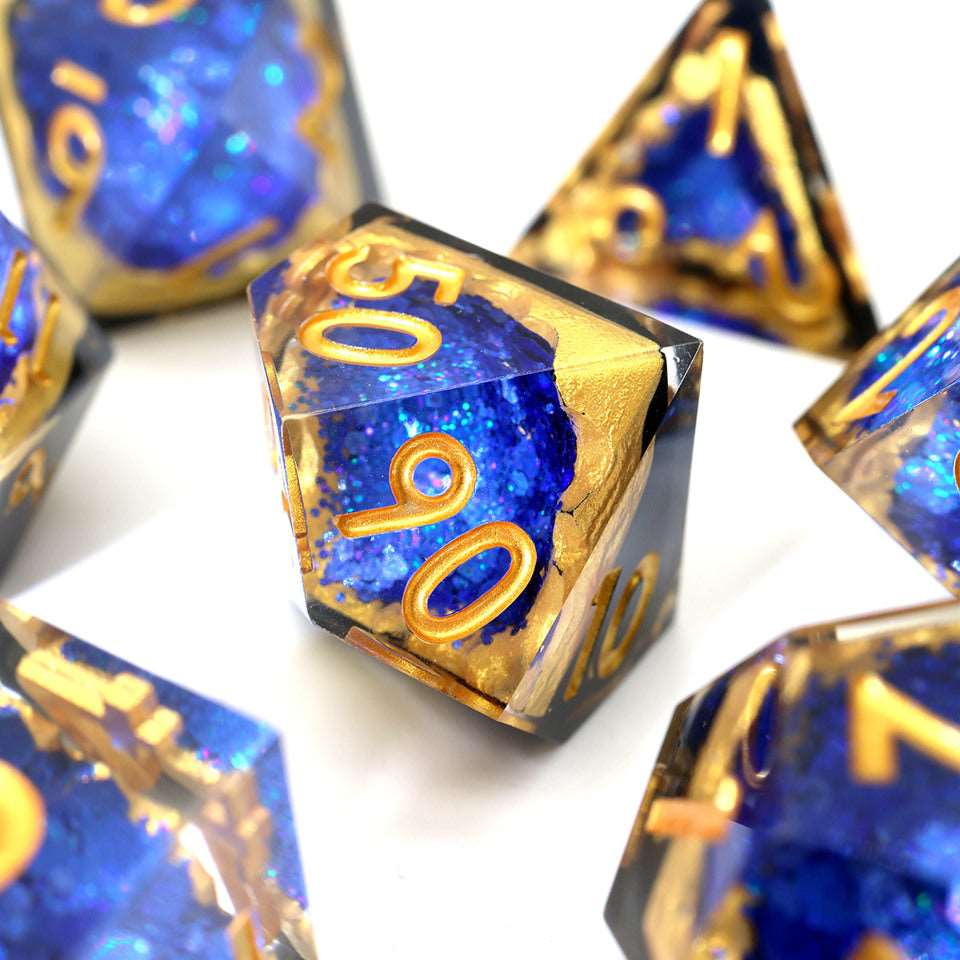 Azure Depths | Geode Dice | 7 Piece Set - Tabletop Dominion