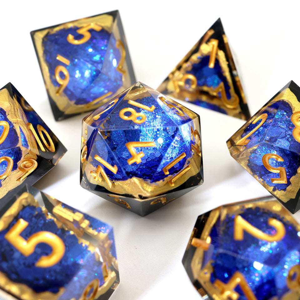 Azure Depths | Geode Dice | 7 Piece Set - Tabletop Dominion