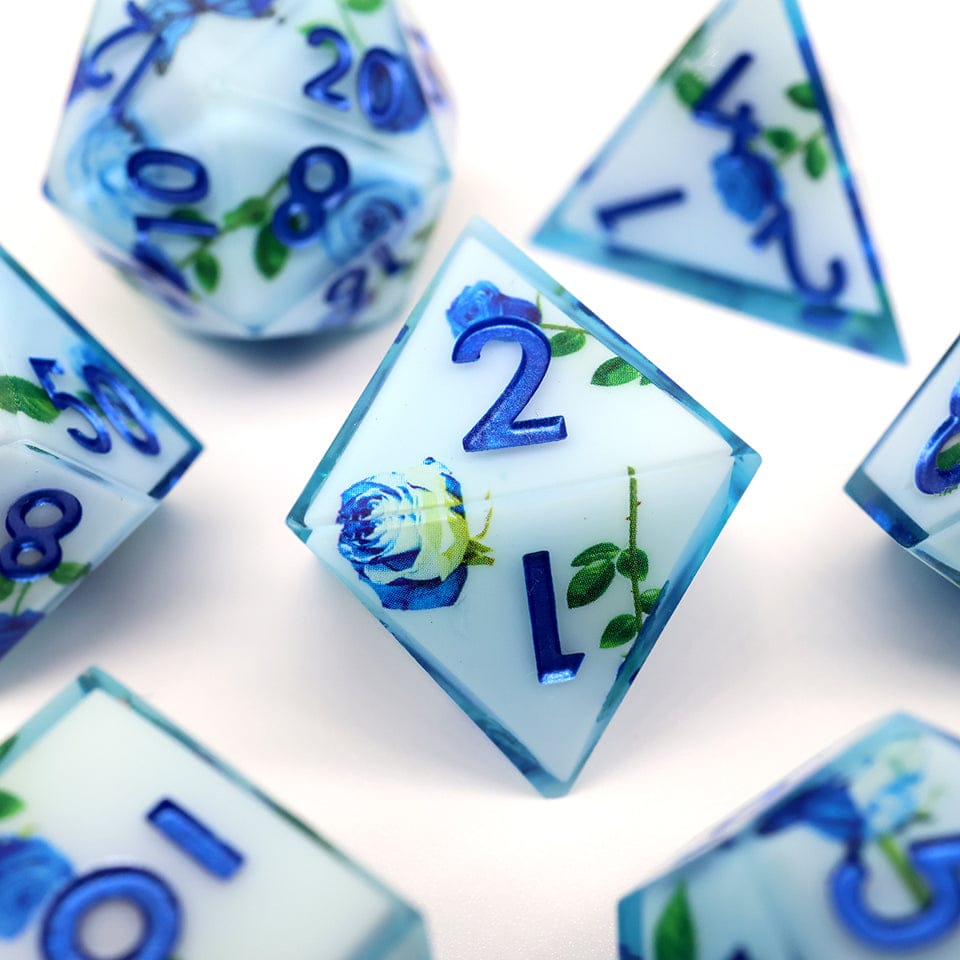 Enchanted China | EXO DICE | White and Blue Floral Print | 7 Piece Set