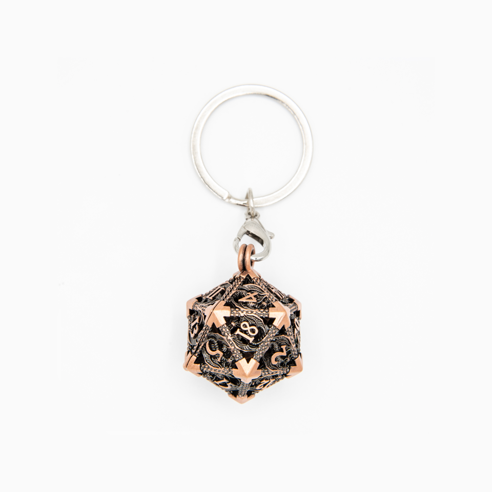 Wyvern's Vault | D20 Keyring w/Mini Dice | Copper