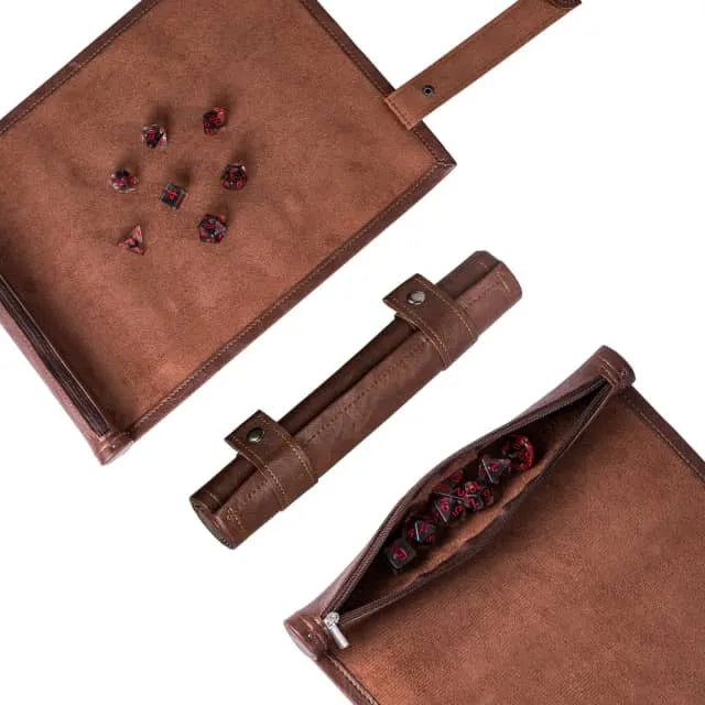 Scroll of Holding (Brown) | Vegan Leather Dice Mat