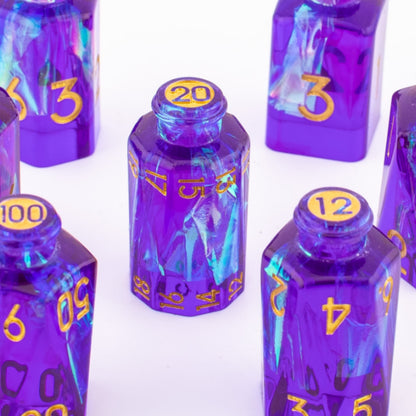 Aether Infusion | Potion Bottle Resin Dice | Sharp Edge Dice | 7 Piece Set