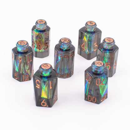 Gravebound Elixir | Potion Bottle Resin Dice Set | Sharp Edge | 7 Piece Set