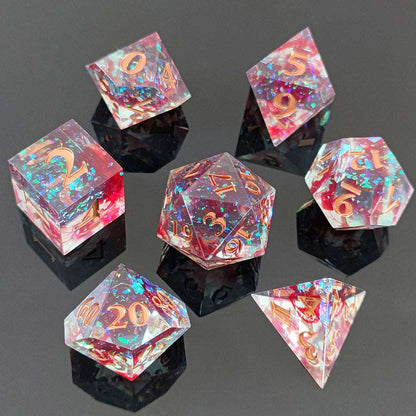 Bloodlight Shimmer | Sharp Edge Dice | 7 Piece Set - Tabletop Dominion