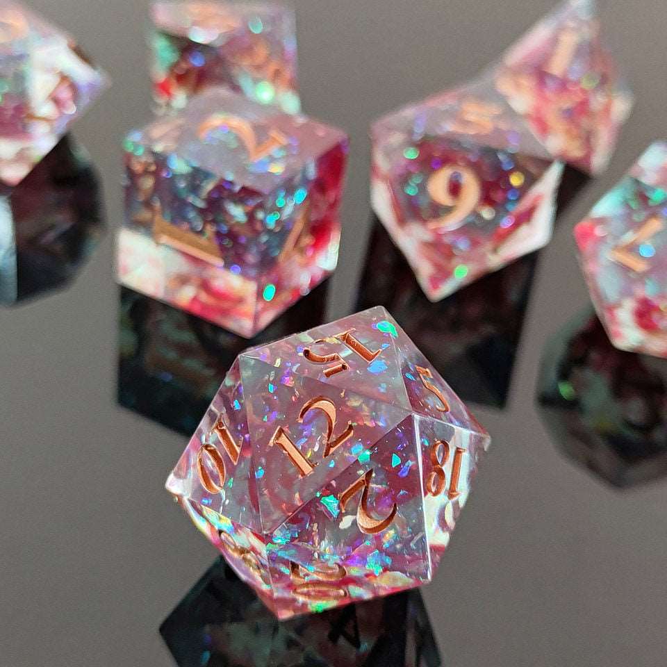 Bloodlight Shimmer | Sharp Edge Dice | 7 Piece Set - Tabletop Dominion