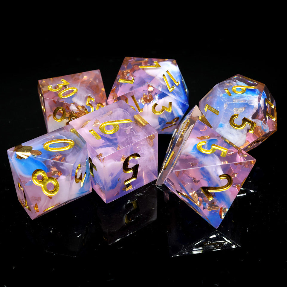 Unicorn Cream | Sharp Edge Dice | 7 Piece Set