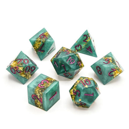 Jaded Turquoise | Sharp Edge Dice | 7 Piece Set