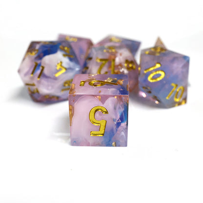 Unicorn Cream | Sharp Edge Dice | 7 Piece Set