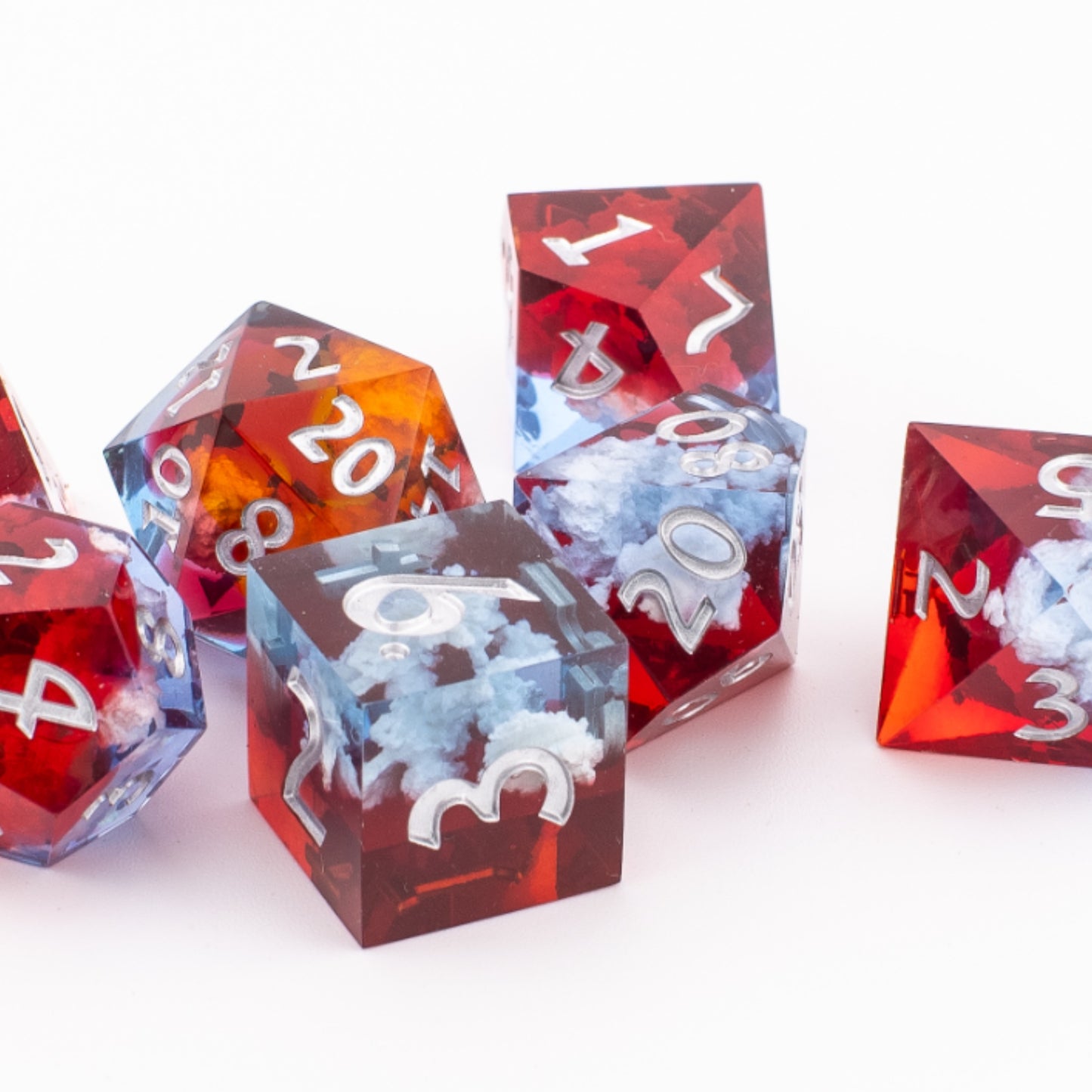 Ember Cloud | Sharp Edge Dice | Resin | 7 Piece Set