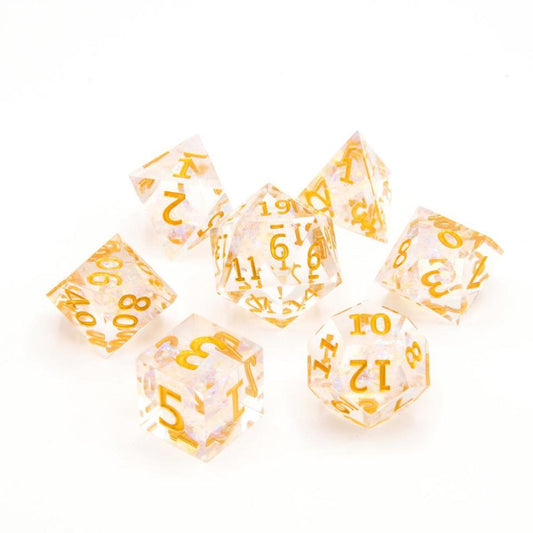 Lightbringer Clear | Holographic | Sharp Edge Resin Dice Set | Dungeons and Dragons | Pathfinder | DND Dice | Dice Set | Polyhedral Dice | RPG Dice Set