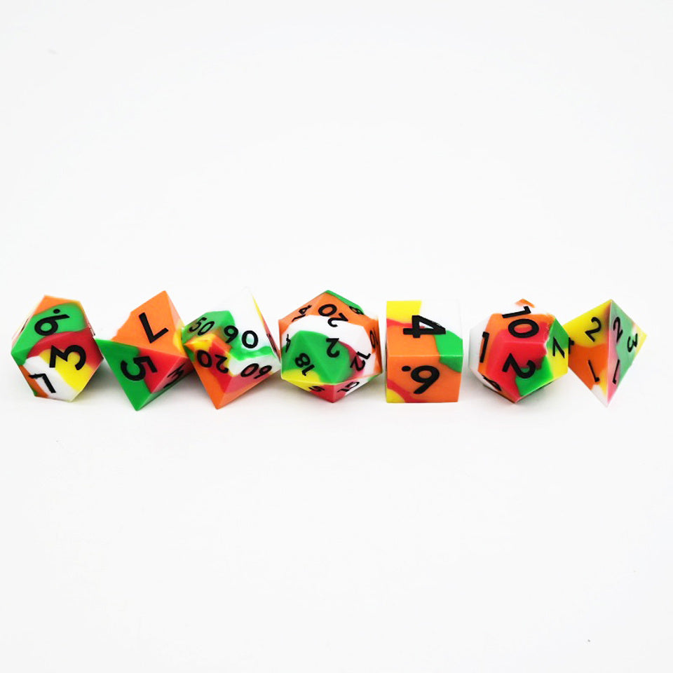 Kaleidoscopic Squish Rocks | Silicone Dice | 7 Piece Set