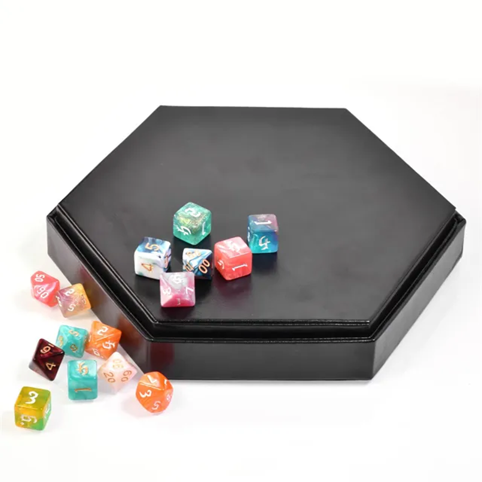 Tray of Fates | Hexagonal Dice Tray | Green Felt