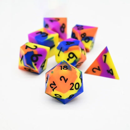 Colourful Squish Rocks | Silicone Dice | 7 Piece Set - Tabletop Dominion