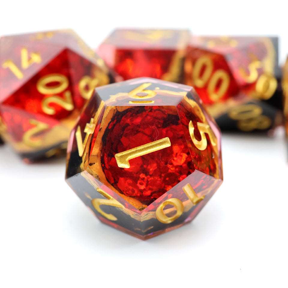 Crimson Abyss | Geode Dice | 7 Piece Set - Tabletop Dominion