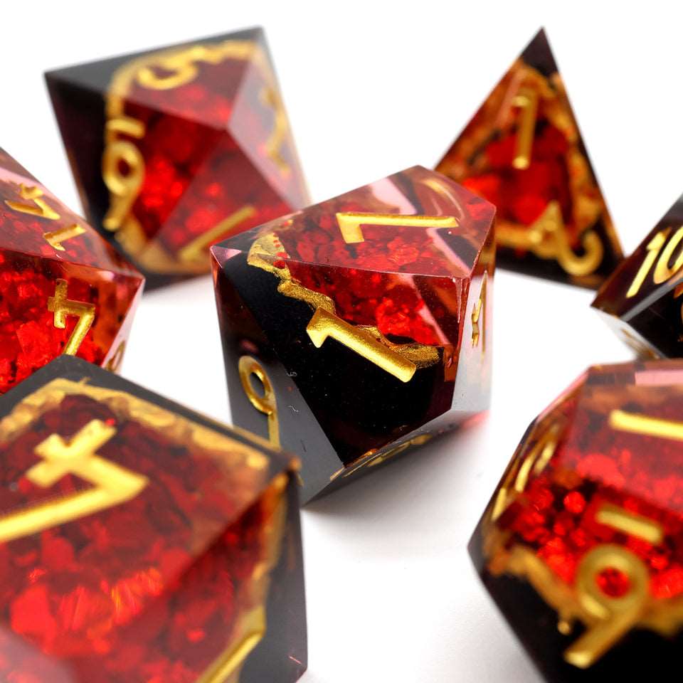 Crimson Abyss | Geode Dice | 7 Piece Set - Tabletop Dominion