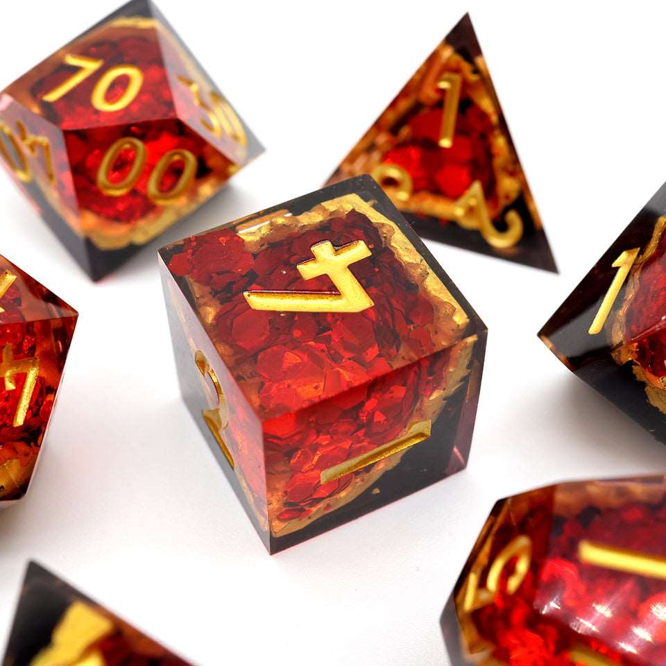 Crimson Abyss | Geode Dice | 7 Piece Set - Tabletop Dominion