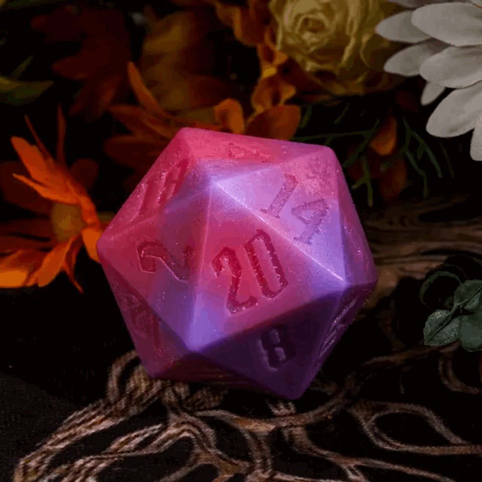 Critical Cleanse | 55mm D20 Soap | Rose & Purple - Tabletop Dominion