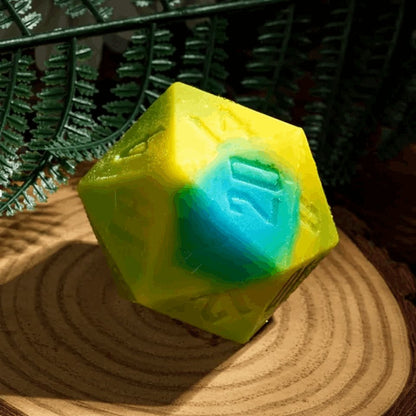 Critical Cleanse | 55mm D20 Soap | Yellow & Blue - Tabletop Dominion