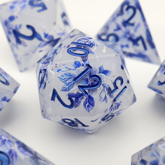 Snowflower | EXO DICE | White and Blue Floral Print | 7 Piece Set