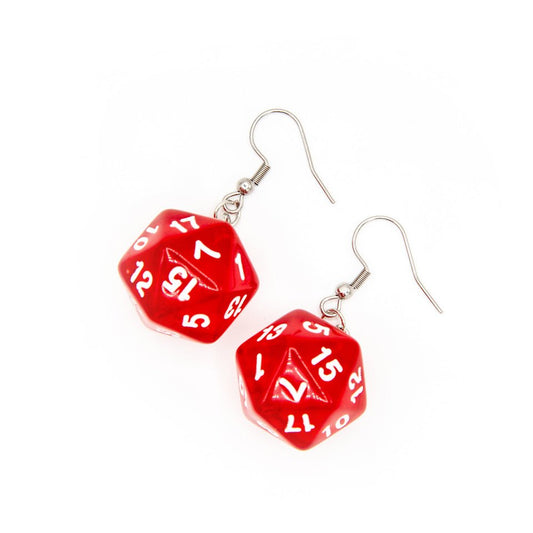 D20 Earrings | Transparent Red - Tabletop Dominion