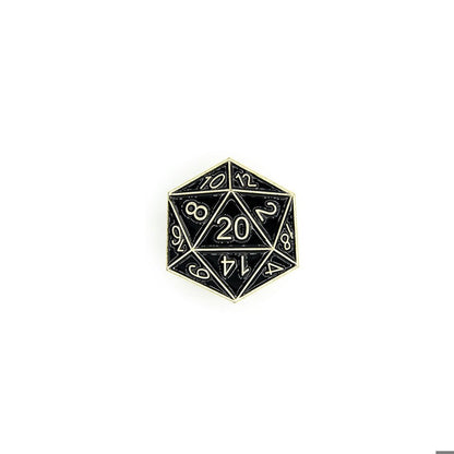 D20 Pin Badge | Black & Gold - Tabletop Dominion