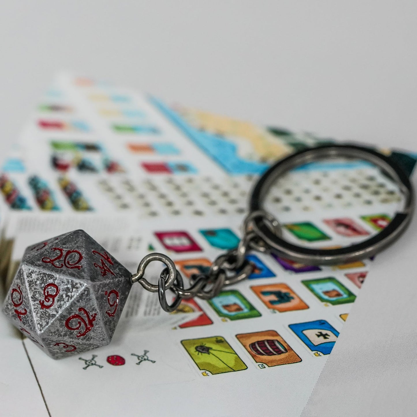 Keyring | Stone Effect | Metal D20