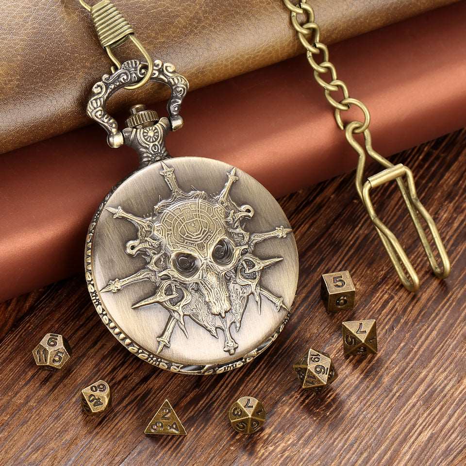 Death's Keeper | Pocket Watch Case | Ancient Gold - Tabletop Dominion