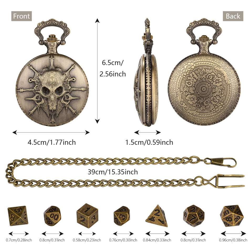 Death's Keeper | Pocket Watch Case | Ancient Gold - Tabletop Dominion