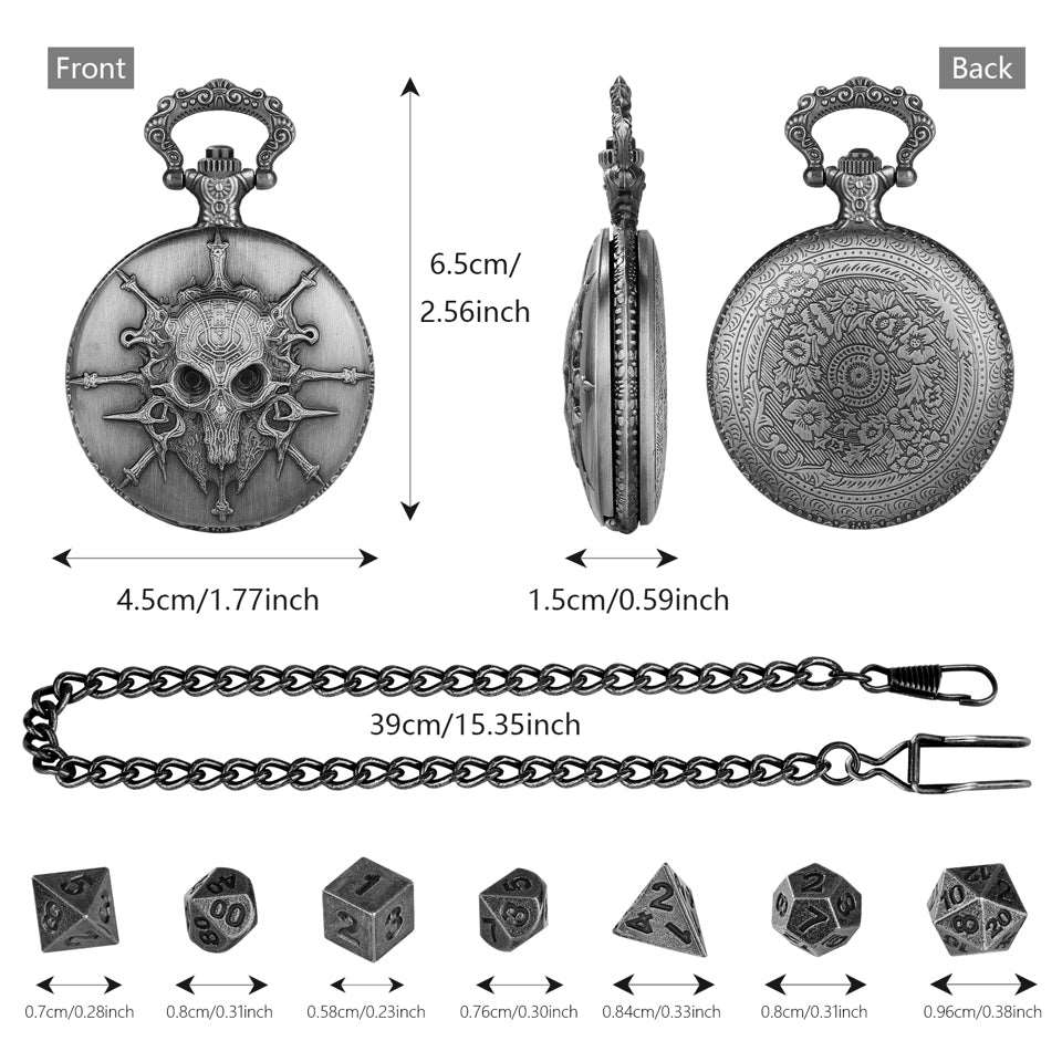 Death's Keeper | Pocket Watch Case | Ancient Silver - Tabletop Dominion