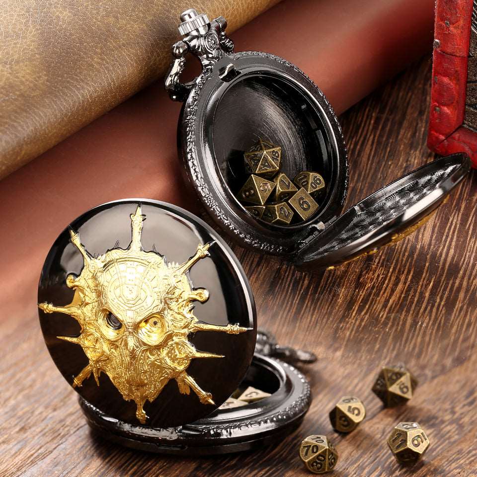 Death's Keeper | Pocket Watch Case | Black/Gold - Tabletop Dominion