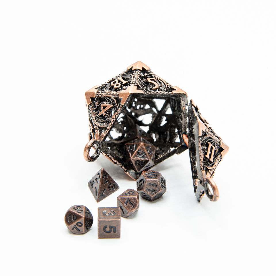Keyring Case w/Mini Dice | Copper | Metal D20