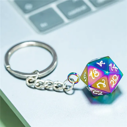 Keyring | Rainbow Metal | Polished D20