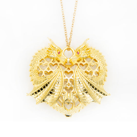 Golden Dragon Heart Necklace