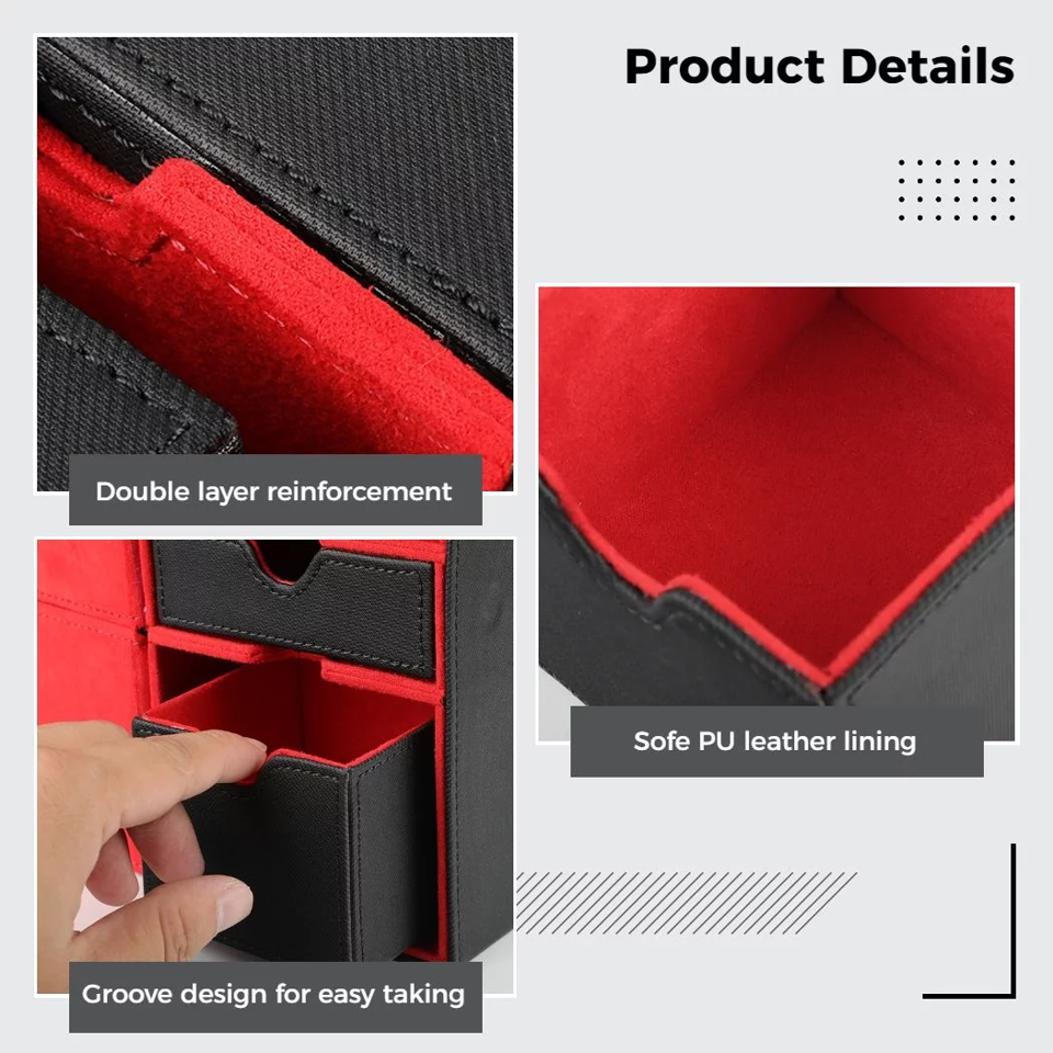 Large Card Deck Holder | Black & Red