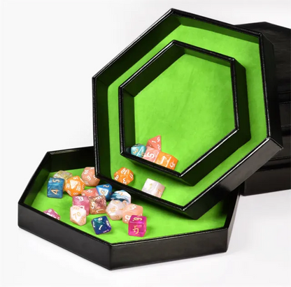 Tray of Fates | Hexagonal Dice Tray | Green Felt