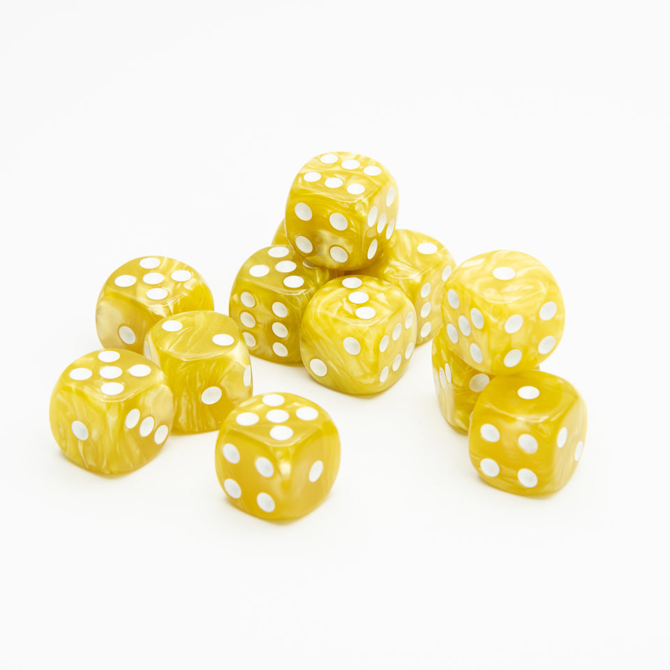 16mm D6 | Pearl Yellow | Round Edge | 12 Pack