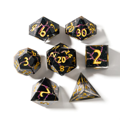 Shifting Sands |  Red & Gold Colour Shift  | 7 Piece  Dice Set