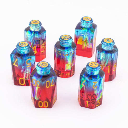 Sorcerer's Elixir | Potion Bottle Resin Dice | Sharp Edge | 7 Piece Set