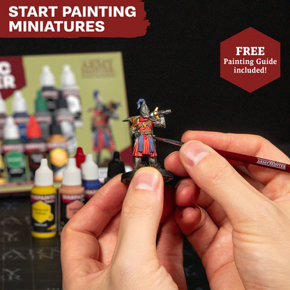 Images of the packaging and included items within the The Army Painter | Warpaints Fanatic Starter Set product